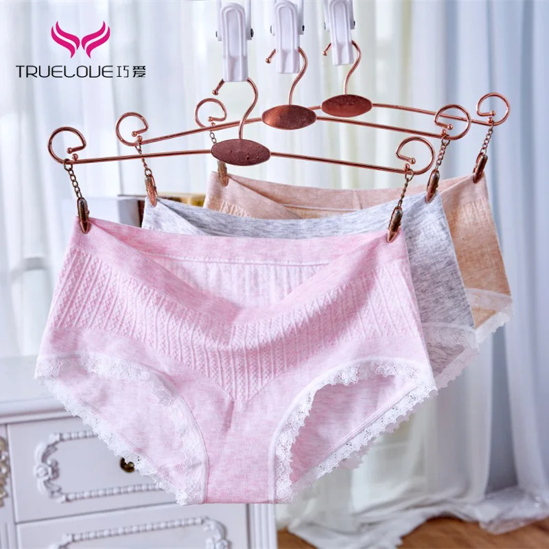 

Lace Sexy Girl Seamless Stretch Color Cotton Underwear Triangle Briefs For Women Fashion Comfortable Middle Waist