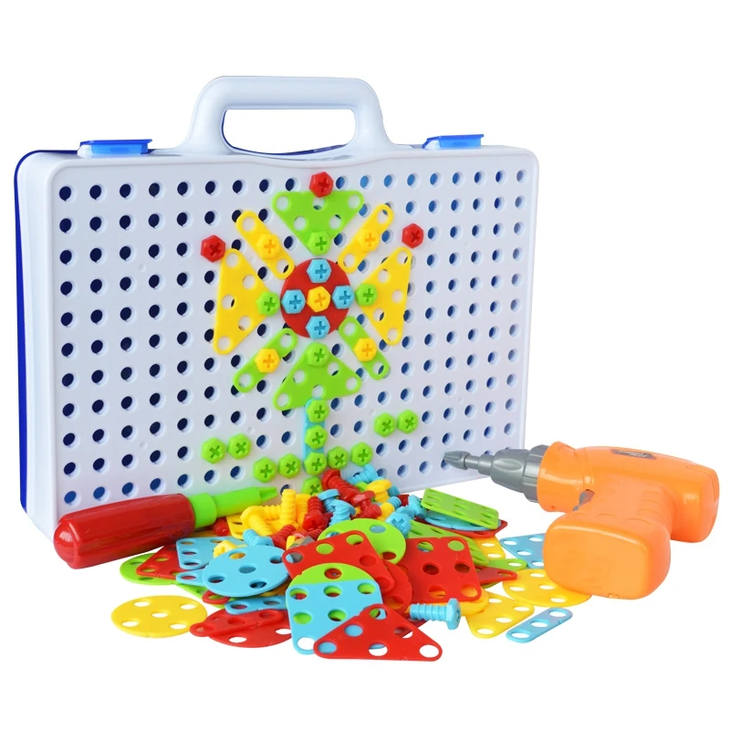 

Drilling Screw 3D Creative Mosaic Puzzle Toys for Children Building Bricks Educational Toys Kids DIY Electric Drill Set