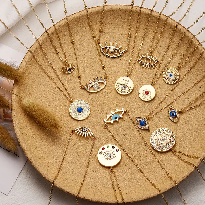 Новое модное короткое ожерелье с кулоном «сглаза» с кристаллами для женщин, подарки, модный чокер золотого цвета, оптовая продажа ювелирных изделий