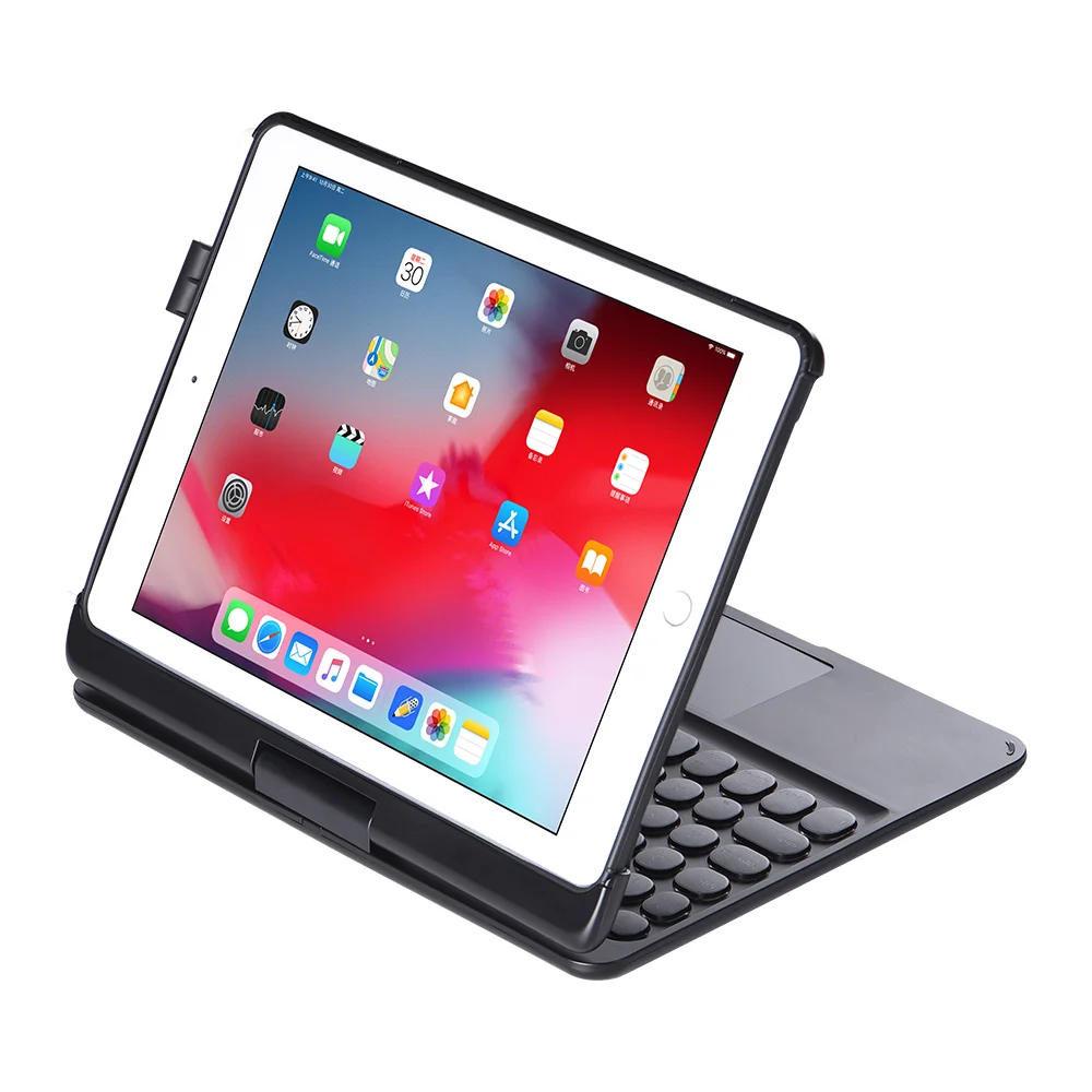 Для iPad 9,7 Pro 9,7 Air 1 2 Чехол с поворотом на 360 градусов PU TPU чехол-подставка с цветной Подсветкой Bluetooth сенсорная клавиатура