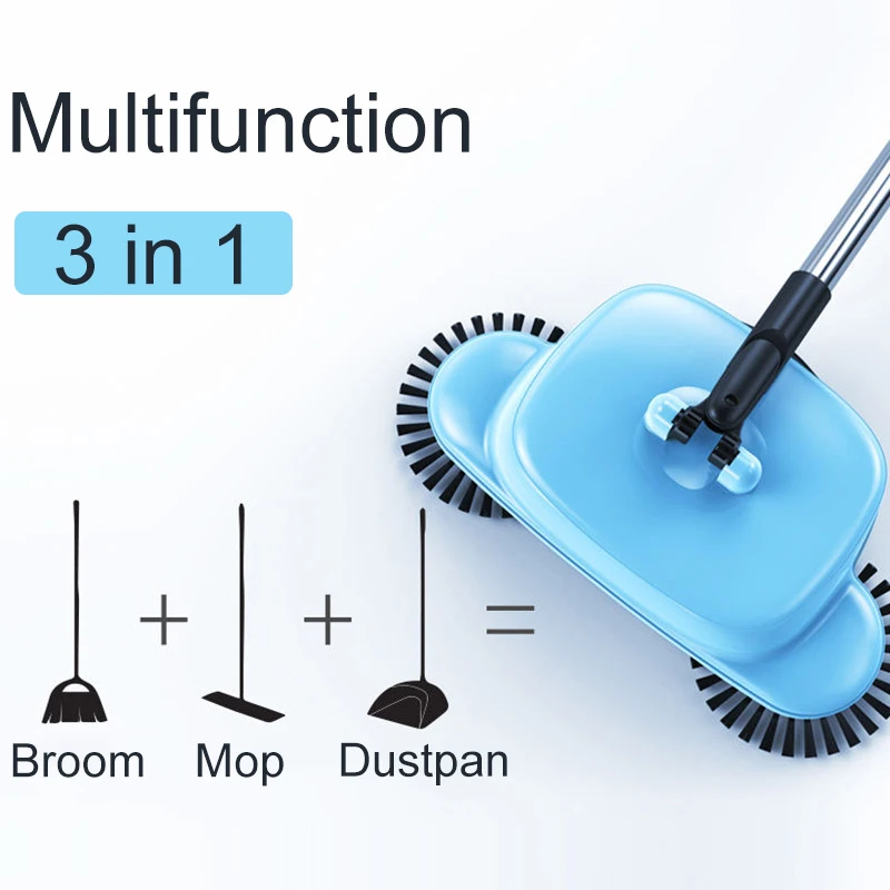 Hand Push Sweeper Mop Stainless Steel Sweeping Machine Type Magic Broom Dustpan Handle Household Cleaning Tool | Дом и сад