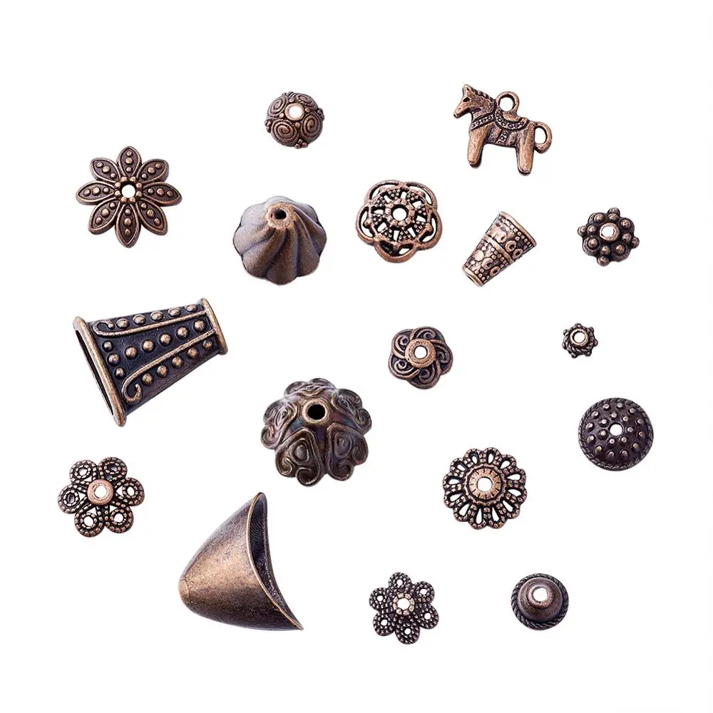 Шапочки для бусин смешанной формы в тибетском стиле античная бронза диаметр