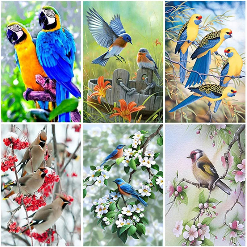 

5D Diamond Painting Birds Full Round Resin Mosaic Diamond Embroidery Animals Rhinestone Picture Cross Stitch Kit Home Decor