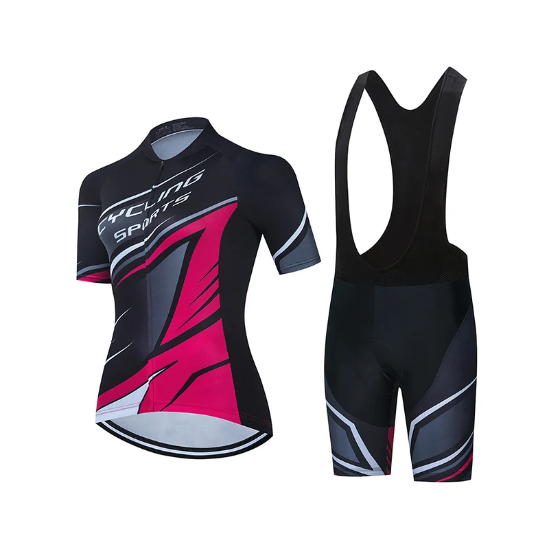 

2021 Summer Ladies Cycling Suit Professional Team Competition Suit Short-Sleeved Bib Quick-Drying Breathable Anti-UV Triathlon