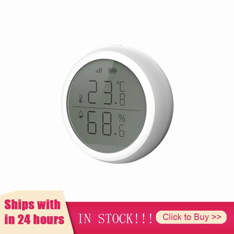 В наличии смарт-датчик температуры и влажности ZigBee с ЖК-экраном работает TuYa хаб