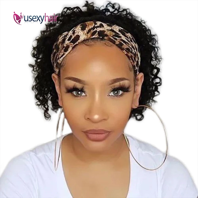

Short Bob Curly Headband Wigs Brazilian Remy Hair Curly Human Hair Wigs For Black Women Glueless Full Machine Made Wig