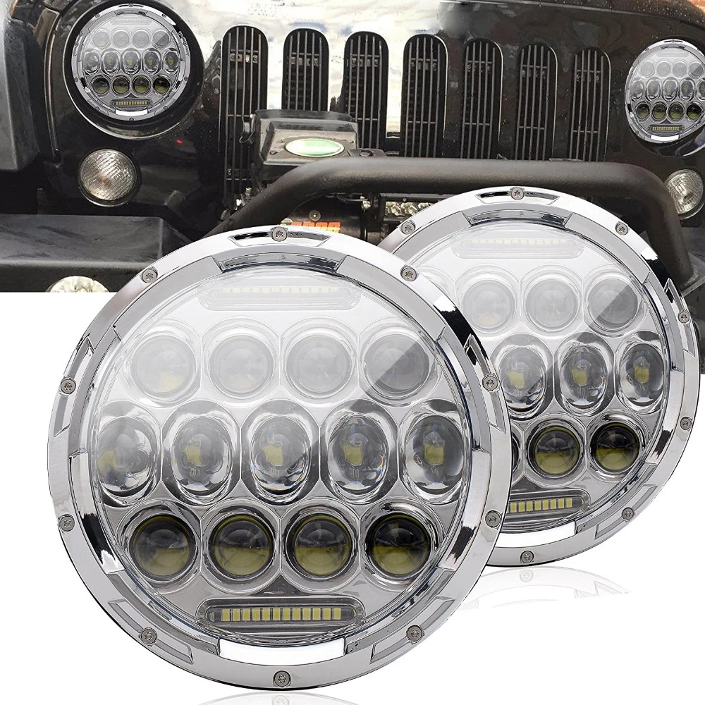 White 7INCH for JEEP 7 дюймов 75 Вт светодиодный налобный светильник для Harley, светильник для вождения+ противотуманная фара+ монтажная головка, то же самое для Jeep NIVA& мотоциклетная светодиодная фара - Испускаемый цвет: White 7INCH for JEEP
