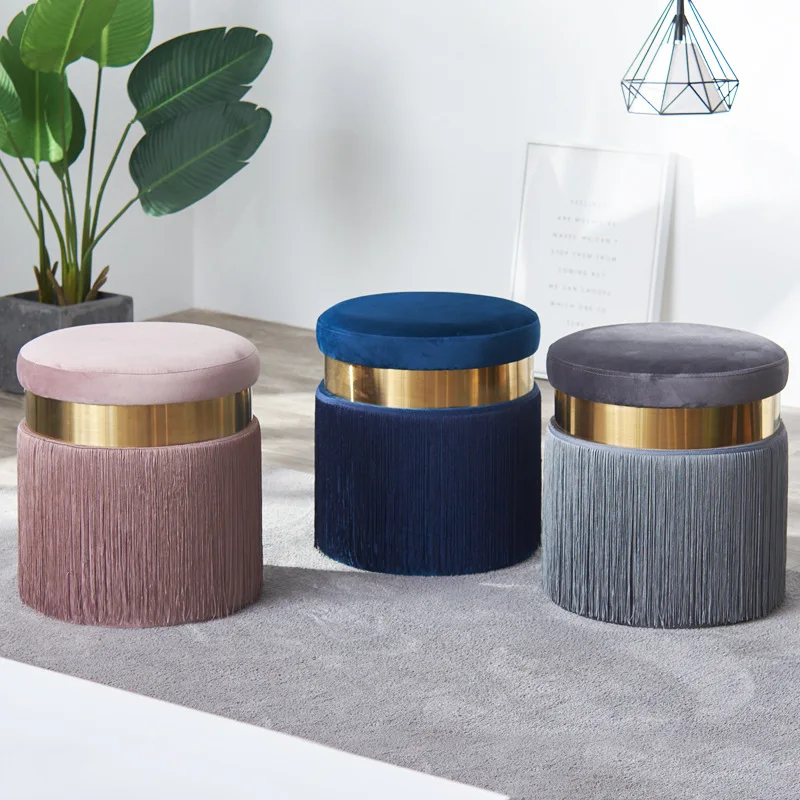 Nordic Винтаж роскошный золотистый железный металлический домашний табурет