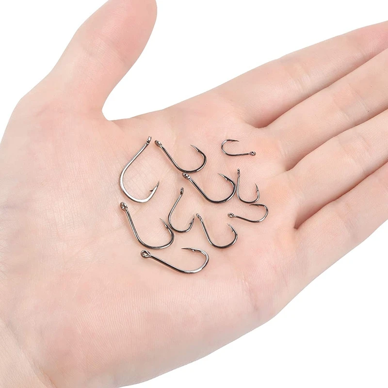 200PCS High Carbon Steel Barb Fishing Hook 10 Sizes (3 -12 ) Strong Custom Offset Sport | Спорт и развлечения