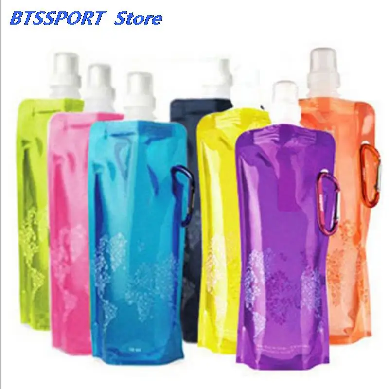 Outdoor 0.5L Foldable Folding Plastic Light Drinking Water Bottle Bag Pouch Bladder Sport Bags for Camping Hiking Picnic | Спорт и