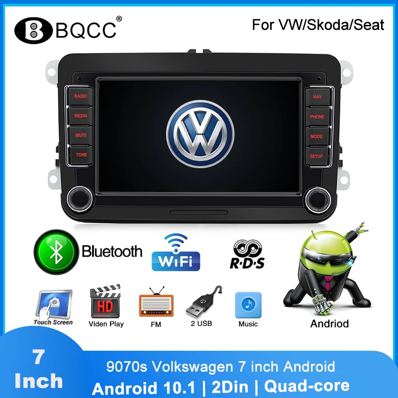 

VW 2 Din Car Radio 7” Quad-Core 16GB ROM GPS Navigation Bluetooth RDS Autoradio For PASSAT B6 B7 Android 10.1 Multimedia Player