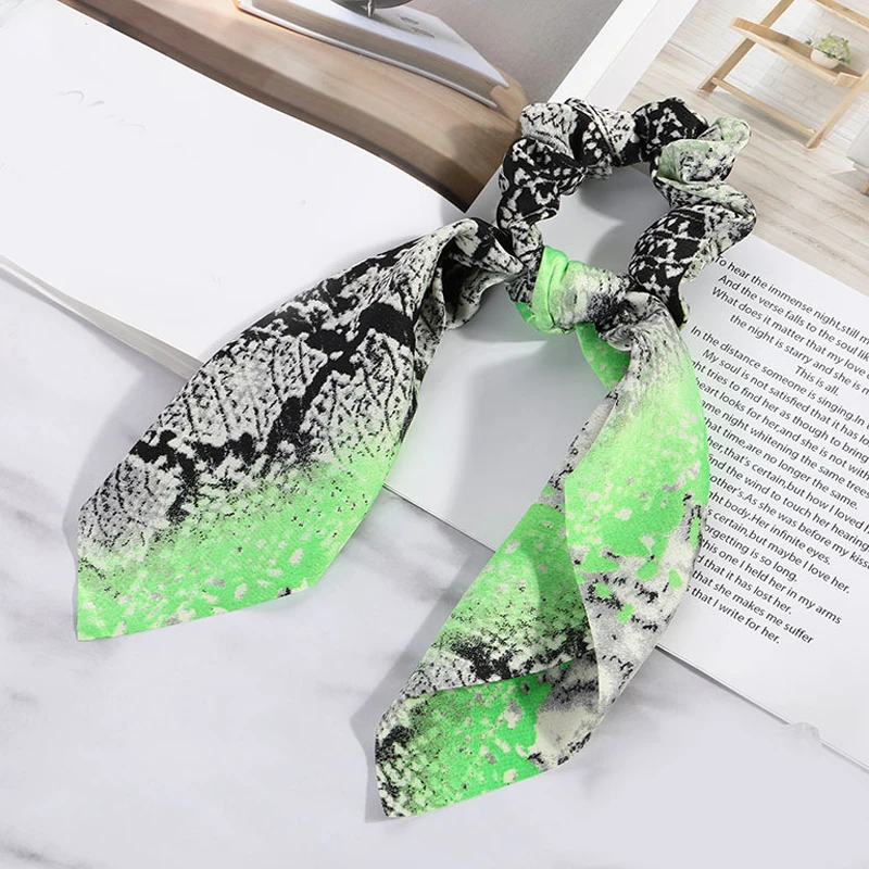 Hair Tie Scrunchie Print Ribbon Women Elastic hair ties Scarf Rope Bow Ties Bandage Female Accessories |