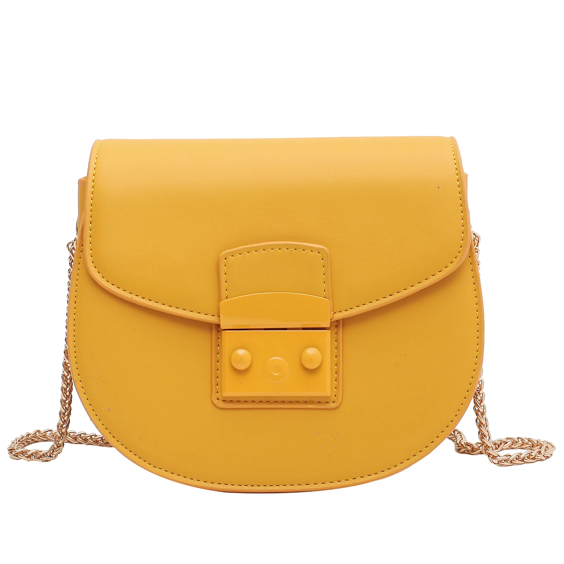 

New 2020 winter small round bag women's fashion chain saddle bag Single Shoulder saddle bag