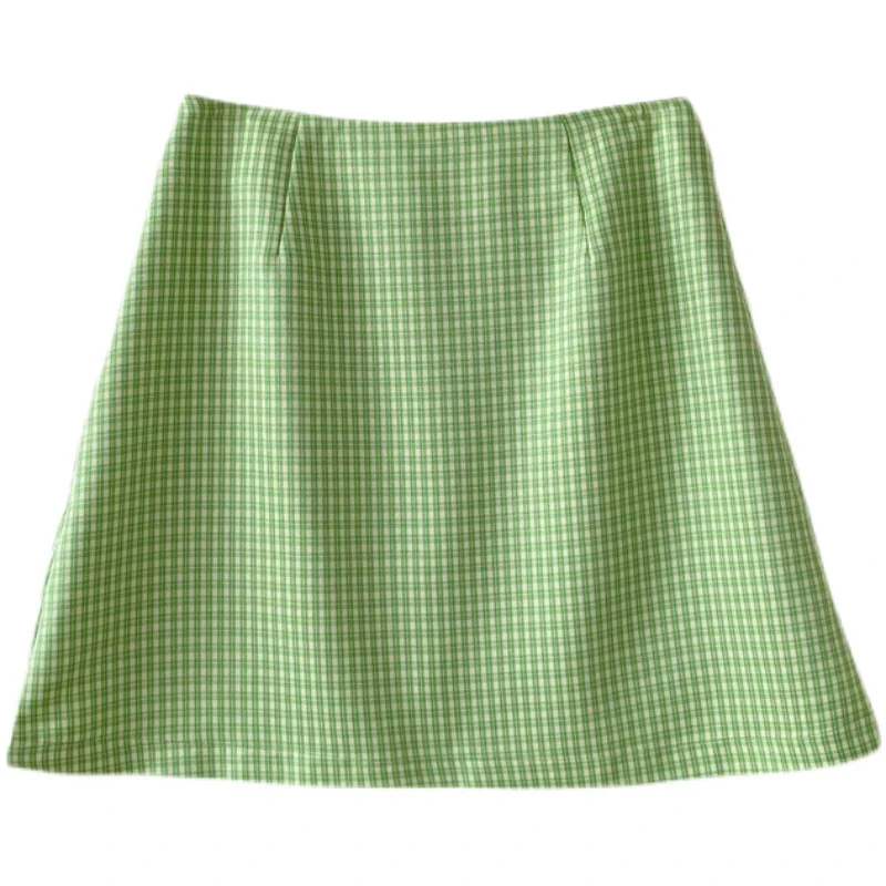 

LANMREM New Women Plaid Casual A-line Skirts High Waist Temperament Loose Fit Fashion Tide Summer 2021 2P2443