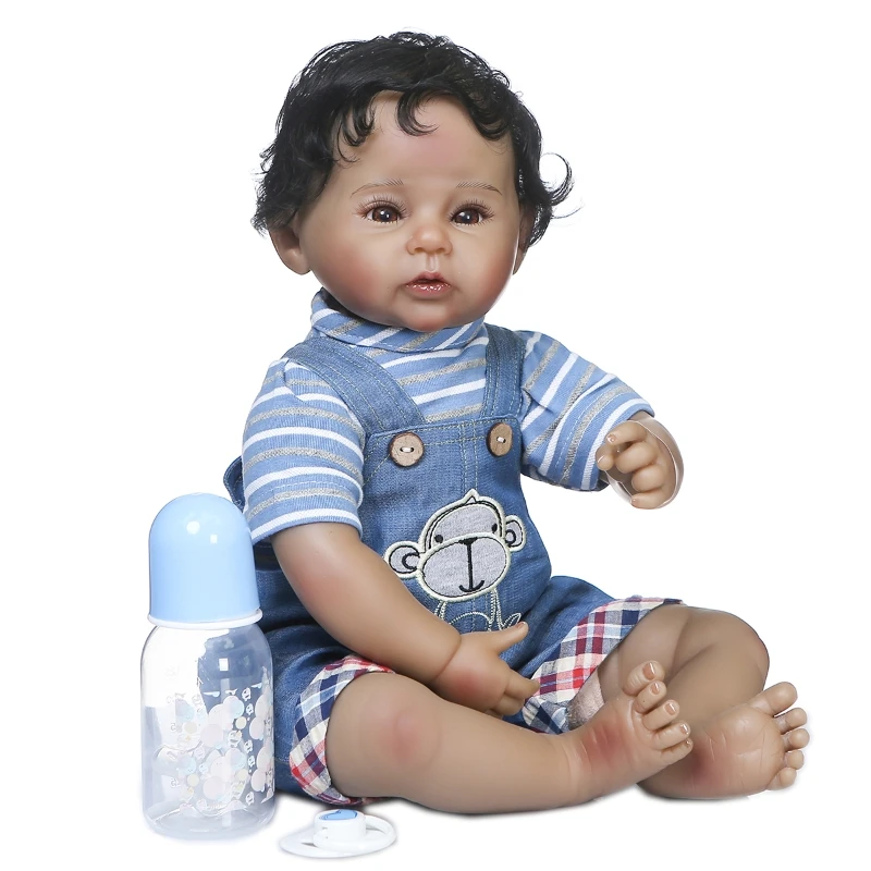 

2021 New 50cm Realistic Doll Soft Body Vinyl Toddler Babies Lifelike Curly Boy Play Toy