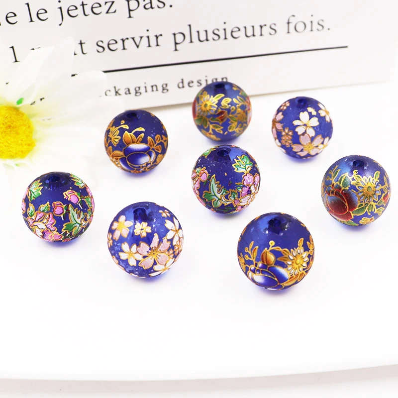 Матовый синий фон японская живопись старомодная бисер нижний цвет цветочный