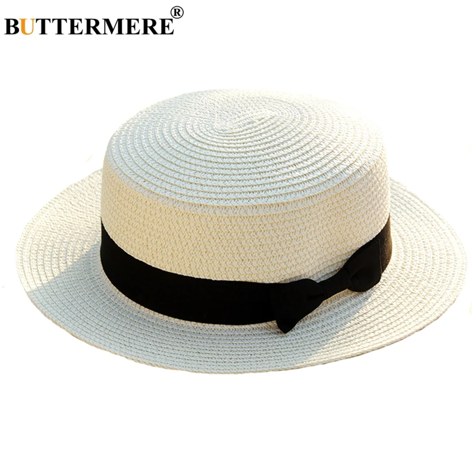 Летняя соломенная шляпа BUTTERMERE белая от солнца женская шапочка с бантом для пляжа