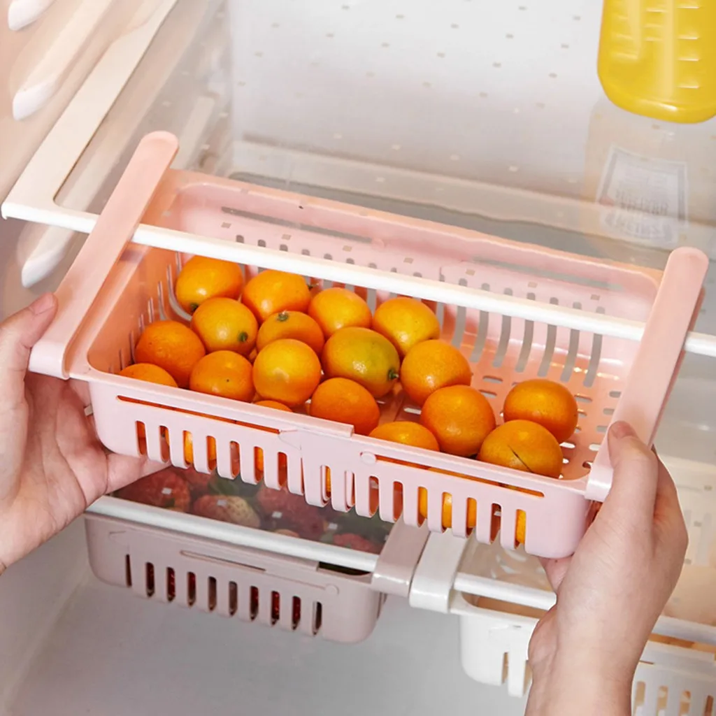 2PCS New Kitchen Storage Shelf Holder Refrigerator Rack Fridge Pull-out Food Organizer Drawer |
