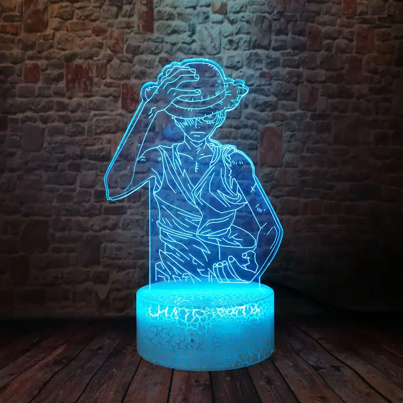 

Flashing One Piece Anime Figure 3D LED Kids Nightlight Colorful Changing Light Monkey D. Luffy Cartoon action & toy figures