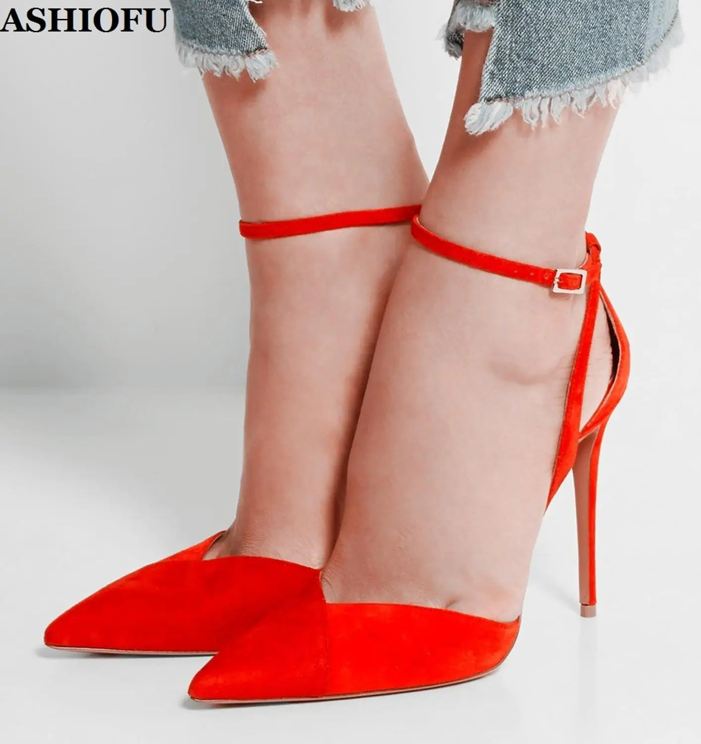 ASHIOFU New Style Hot Sale Handmade Ladies High Heel Sandals D'orsay Buckle Strap Party Dress Shoes Evening Fashion Sandal Shoes