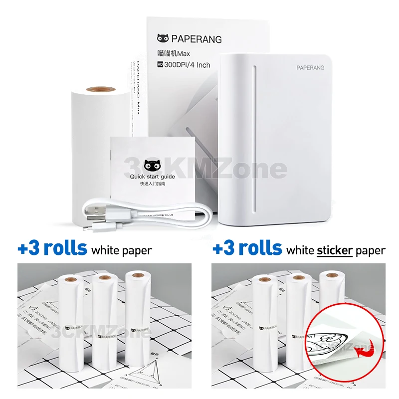add 6 Rolls Paper Paperang MAX 112 мм портативный термопринтер с Bluetooth мини-фотопринтер для мобильного телефона android ios карманная машина - Цвет: add 6 Rolls Paper