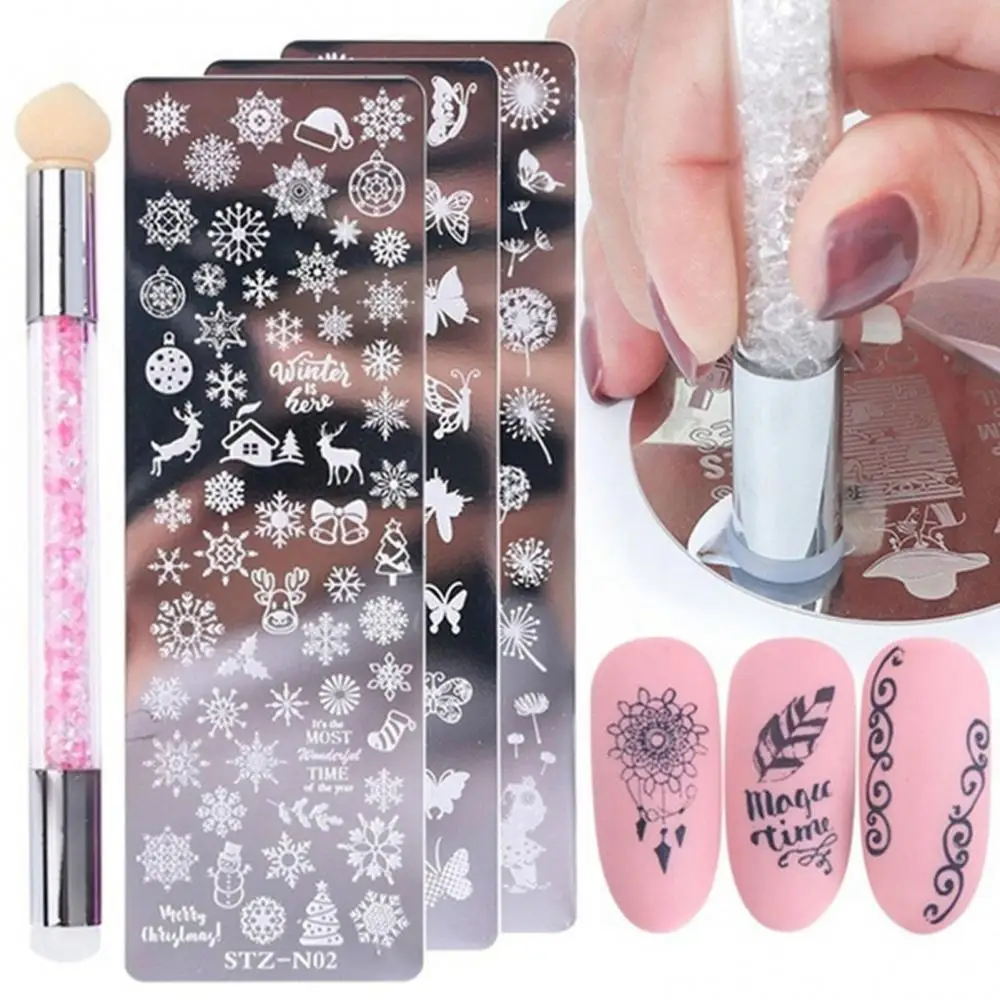 Nail Templates or Art Pen Double-Sided Head Stamper Polishing Painting Drawing Manicure Nail Art Pen Tool Manicure Decor 2021 NE