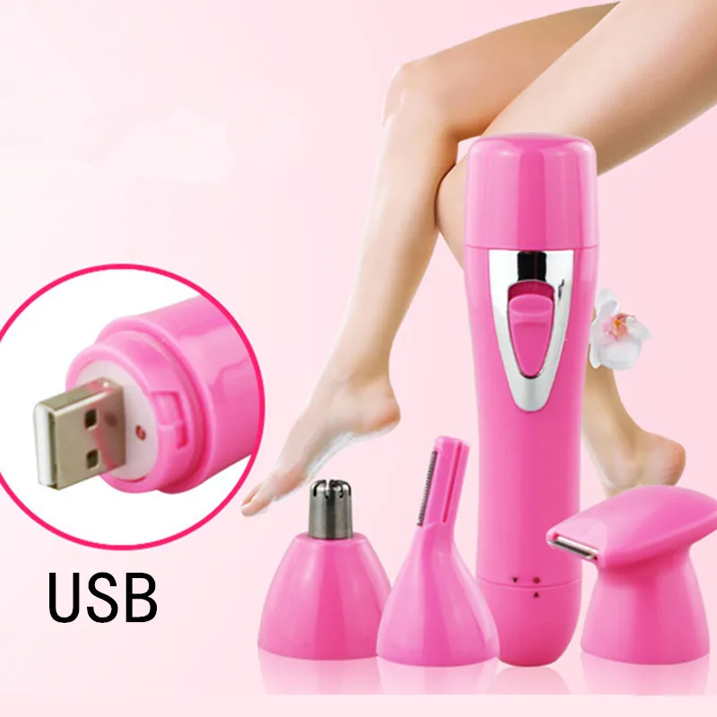 USB Перезаряжаемый переносной 4 в 1 Эпилятор Триммер, для удаления волос для женщин тела Бритва для бровей мини уход за кожей 15#911
