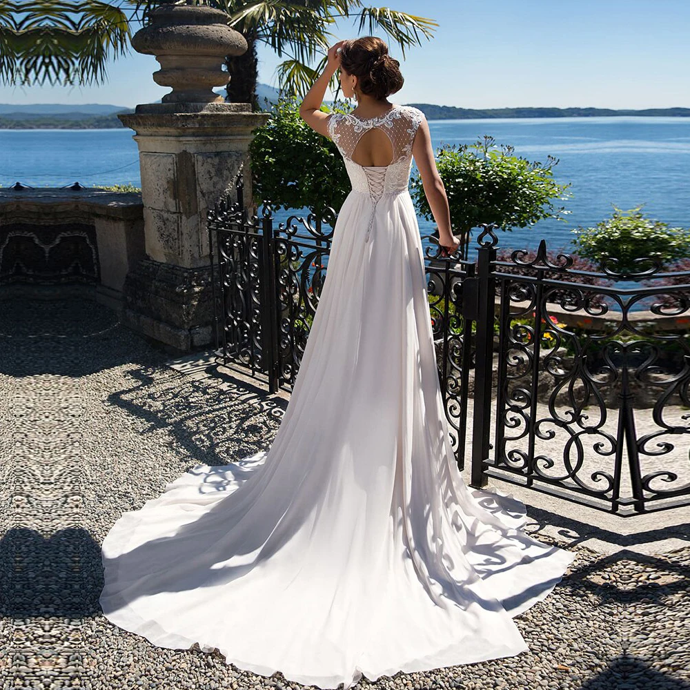 2021 ТРАПЕЦИЕВИДНОЕ свадебное платье шифоновые аппликационные Кружева Свадебные
