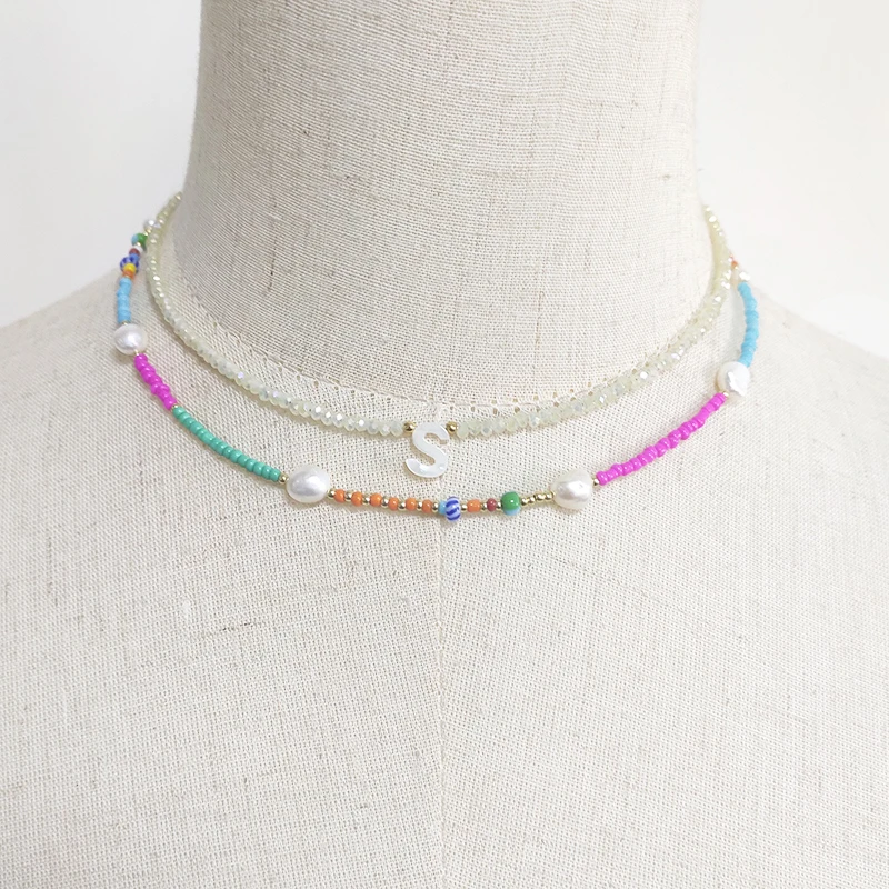 

Bohemian Color Beads Mix and Match Necklace 2021 Summer Charm Pearl Choker Party Travel Trend Neck Accessories