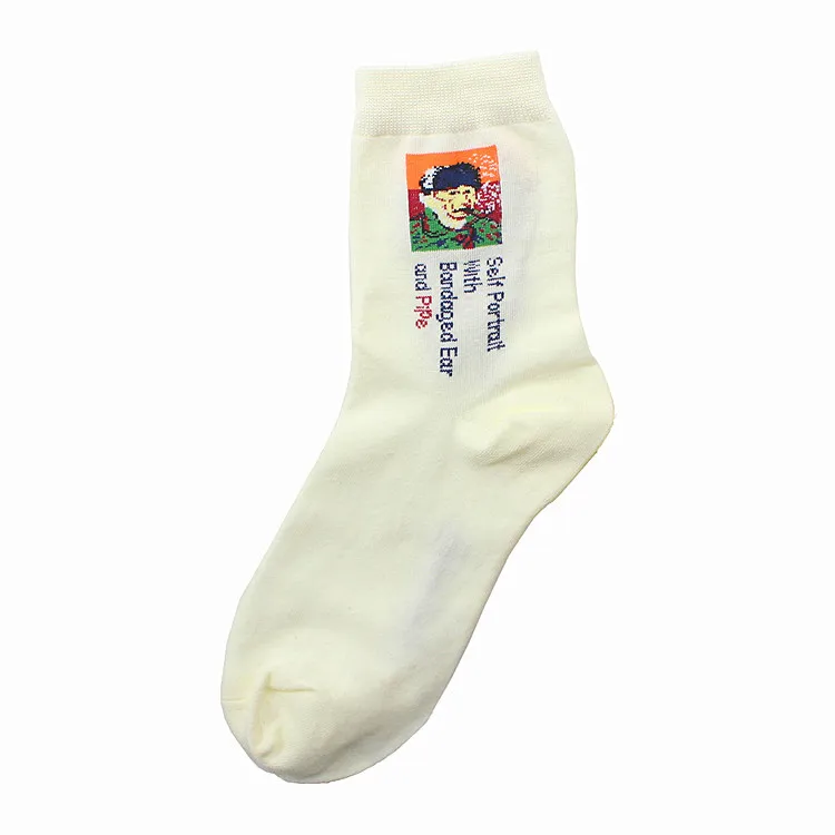 

New Style Oil Painting Women's Socks World Famous Painting Monlarisa Socks Cotton Middle Tube European and American Trendy Socks