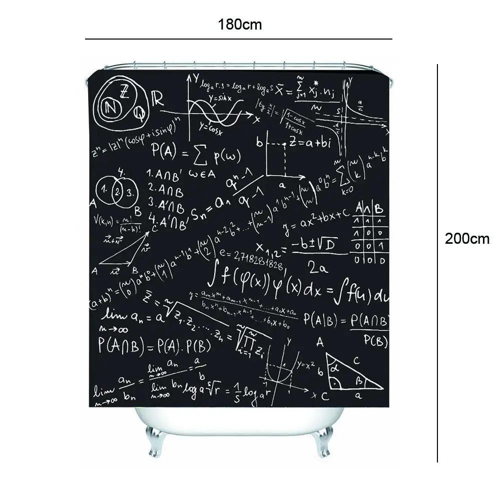 Шторы для душа с узором в виде блокнота математической Олимпии 2x1 8 м|Санитарный