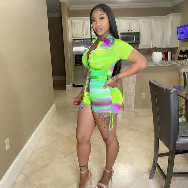 Женский Облегающий комбинезон со шнуровкой и круглым вырезом европейские