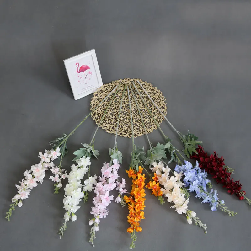 Искусственные цветы цветок дельфиниума филиал поддельные лист для дома