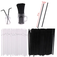 100pcs drinking 210mm black white long flexible wedding party supplies plastic straws kitchen accessories