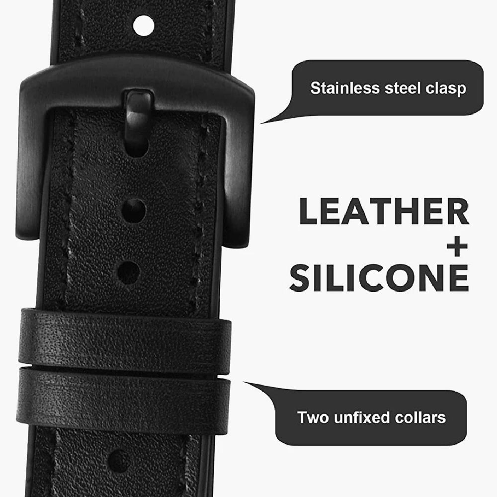 Silicone+leather Strap for Samsung Galaxy Watch 4 Classic 46mm 42mm/Watch4 44mm 40mm Band Metal Buckle Wristbands Bracelet Belt