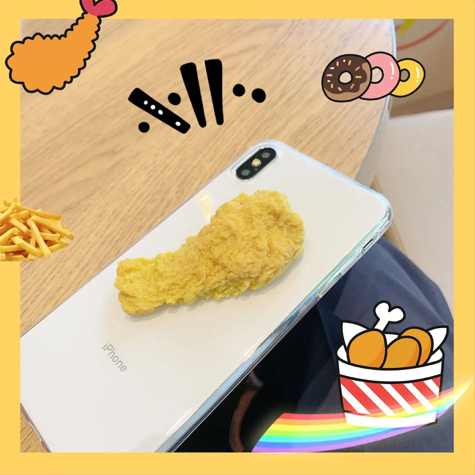 3D имитация забавной вкусной еды курица чехол для телефона s Чехол для iPhone 7 11 Pro 6S 7 8 Прозрачный чехол для телефона X XR XS Max