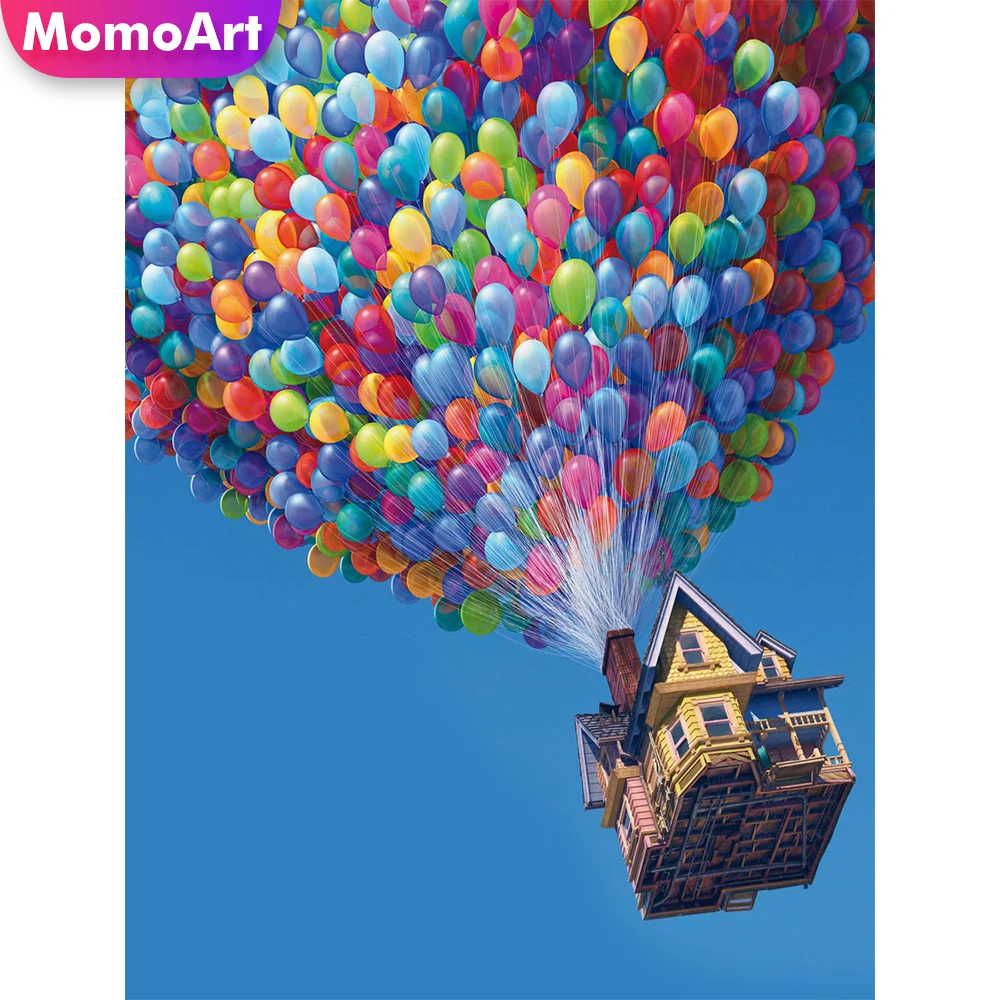 

MomoArt Diamond Painting 5d Scenery Cross Stitch Kits Diamond Embroidery House Full Drill Square Mosaic Balloon Home Decor