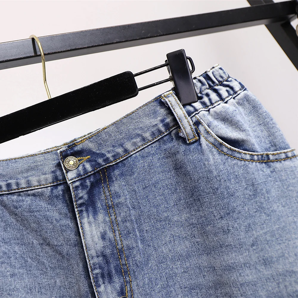 Женские джинсы с карманами, большие свободные синие джинсовые брюки, размеры 3XL, 4XL, 5XL, 6XL, 7XL, весна-осень 2021 от AliExpress RU&CIS NEW