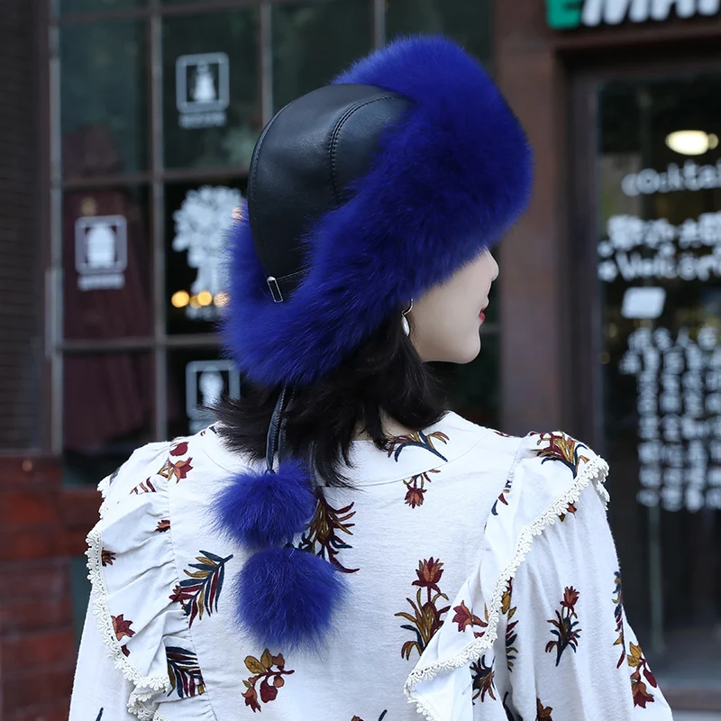 

Korean Style Fox Fur Princess Hat, Women's Fur Mongolia Hat, Autumn And Winter Fur Hat, Warm Ear Protection And Fur Ball Hat