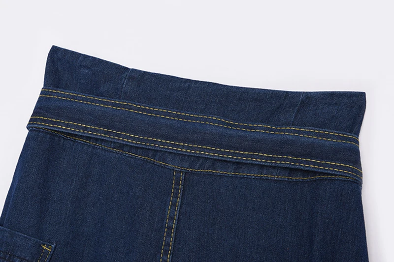 

[EAM] Big Pockets Belt Double Breasted Blue Denim High Waist Half-body Skirt Women Fashion Tide New Spring Autumn 2021 1DD4184