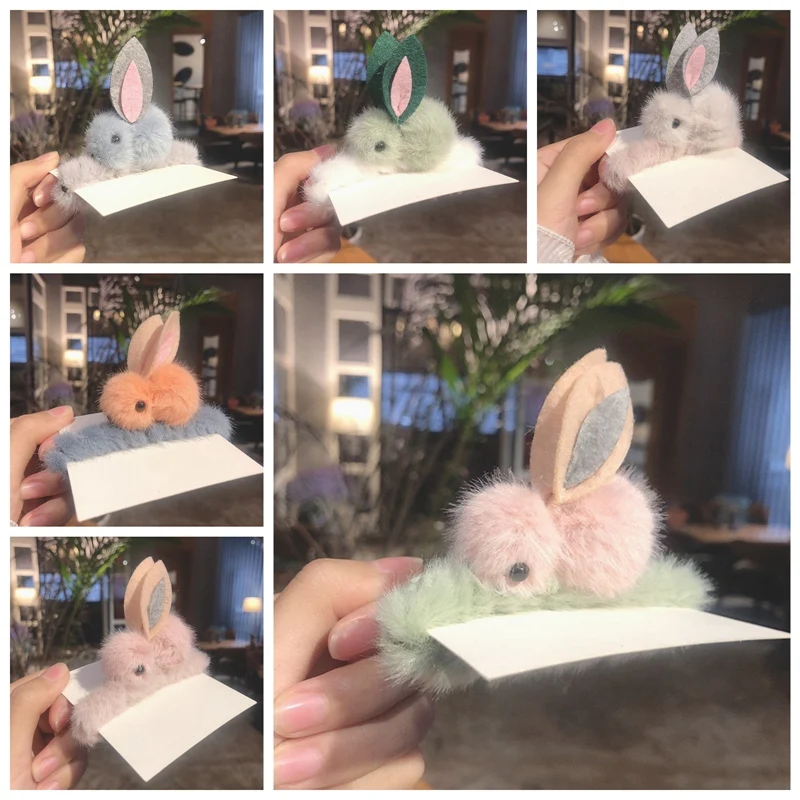 

Cute animal hair ball rabbit hair ring female rubber band elastic hair bands Korean headwear children hair Accessories ornaments