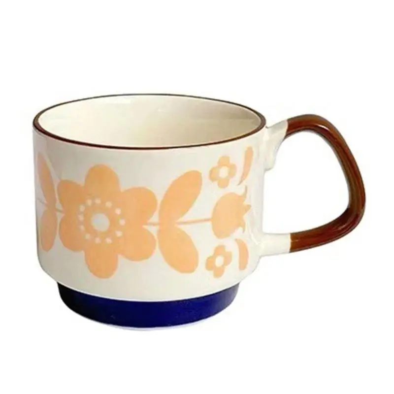 Japanese Style Vintage Ceramic Mug Handgrip Cup For Breakfast Milk Oatmeal Coffee Heat Resistant Office Home Drinkware Supplies | Дом и сад