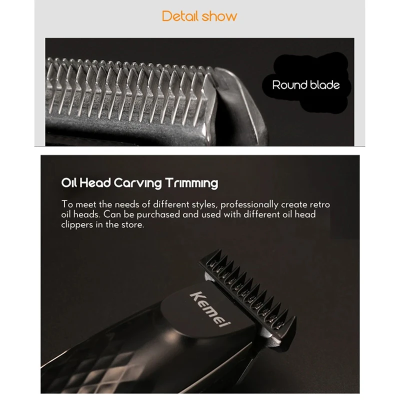 

Kemei Hair Trimmer Beard Trimmer for Men USB Electric Stubble Edge Razor Hair Cutter Machine Hair Cut Mustache