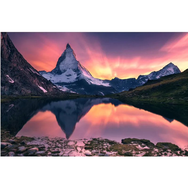 

5D DIY Diamond Painting The Matterhorn in Zermatt Small town mountain landscape kids Cross Stitch Needlework Home decorations