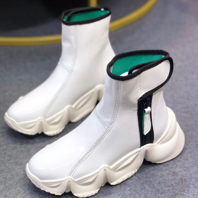 Женские зимние ботинки женские из натуральной кожи на массивном каблуке