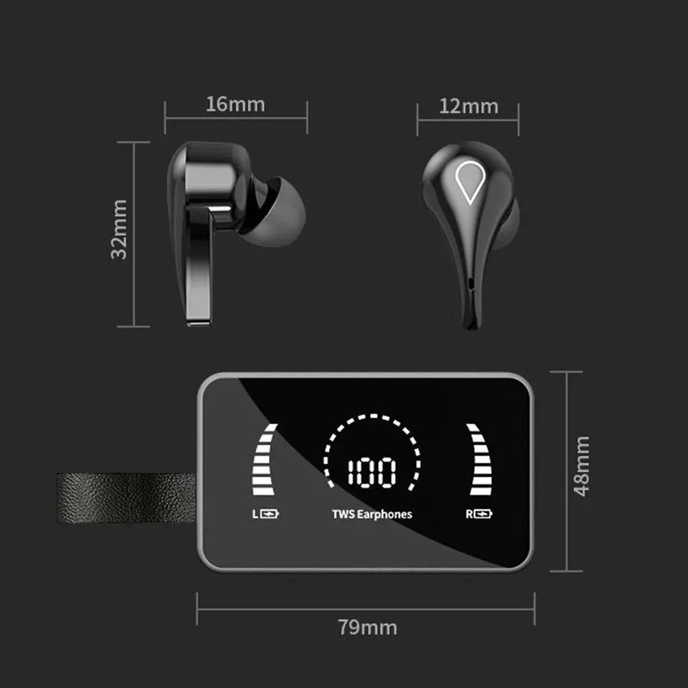 

Ms TWS Bluetooth Wireless Headphones Touch Control Earphones 3500mAh Charging Box 9D Stereo Sports Waterproof Headset