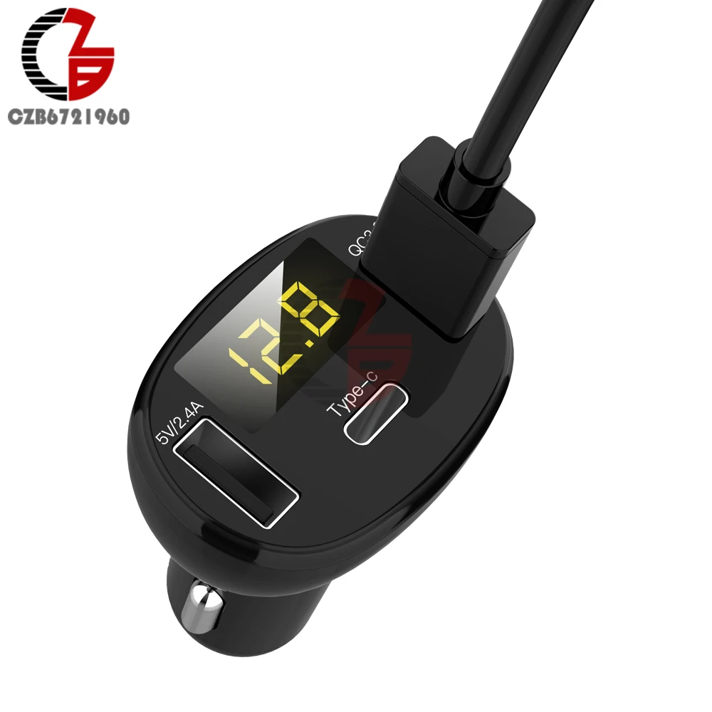 Type-C USB C QC3.0 QC2.0 быстрое автомобильное зарядное устройство вольтметр Индикатор емкости батареи 5 в 12 В 24 В 2.4A 32 Вт измеритель напряжения для телефона