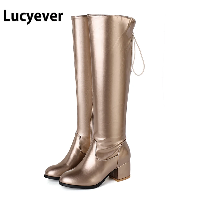 

Lucyever 2019 осень-зима женские сапоги модные до колена женские мягкие сапоги из искусственной кожи женские короткие плюшевые теплые сапоги для ...