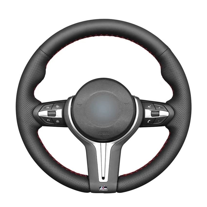 

Hand Sew Black Artificial Car Steering Wheel Cover for BMW M2 F87 M3 F80 M4 F82 F83 M5 F10 M6 F06 F12 F13 X5 M F85 X6 F86 2015