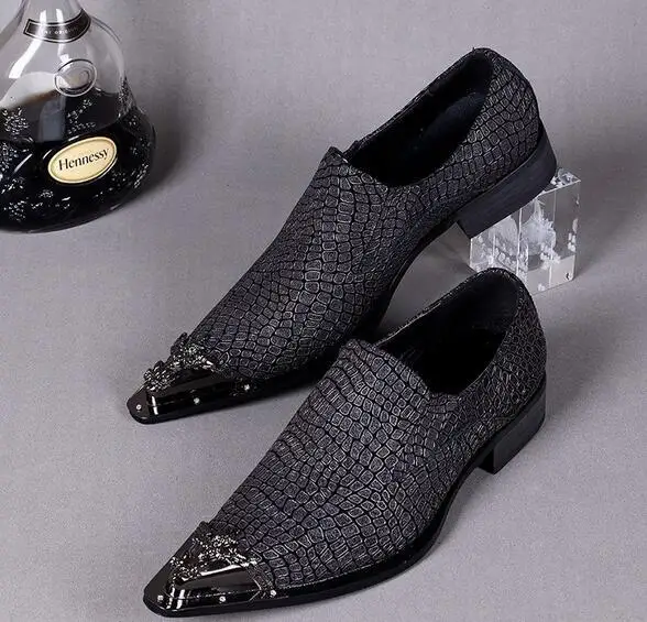 Итальянская модная мужская официальная обувь из натуральной кожи с острым